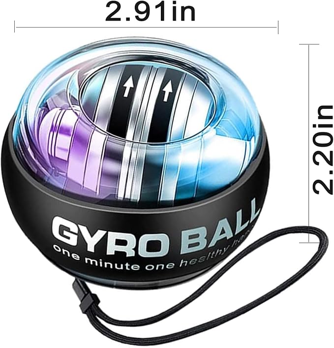 Torque-Ball Hand Exerciser, Wrist Power Gyro Ball, Curaball Hand Exerciser, Grip Strength Trainer, Hand Strengthening Devices, Wrist Strengthener, Finger Exerciser, Auto-Start Colorful Lighting