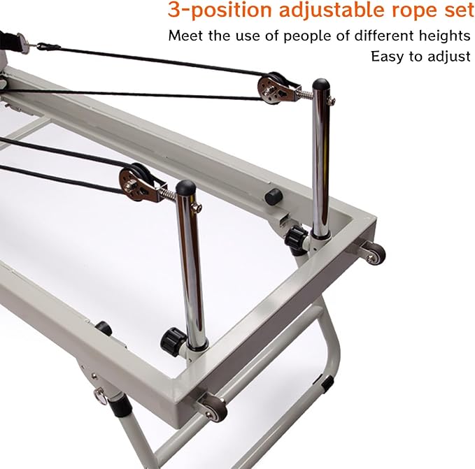 Pilates Reformer Machine, Foldable Pilates Reformer Machine for Home and Gym, Load-Bearing 120kg, Five Rubber pulls Contains Square Boxes