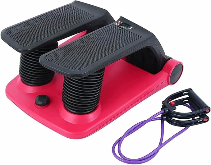 INTBUYING Stepper Climber Fitness Machine with Resistant Bands Portable Stair Stepper Exercise Equipment Low-Impact Cardio, Space-Saving, Height-Adjustable Comfortable Foot Pedals Exercise Machine