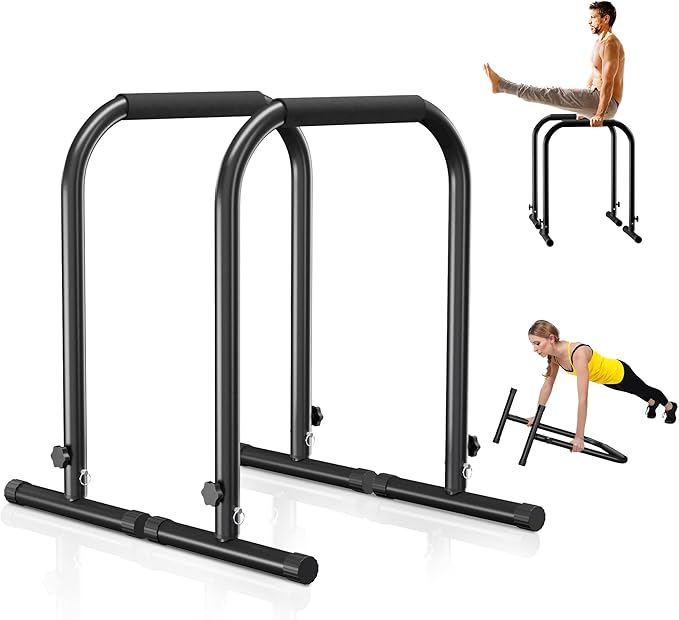Outdoor Basic Adjustable Dip Bar Station - Heavy Duty Parallel Bars, Extra Tall & Thickened Steel Design for Home Gym, Calisthenics & Strength Training