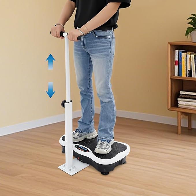 Vibration Plate Exercise Machine, Full Body Workout Vibration Platform with Handrails, Exercise Equipment for Women Men Build Muscle Fat Loss, 120 Speed Levels