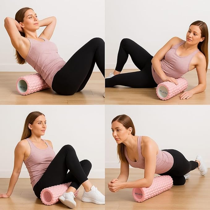 Pink Foam Roller-Medium Soft Density Muscle for Muscle Recovery, Yoga, Pilates & Physical Therapy