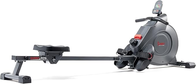 Sunny Health & Fitness Magnetic Rowing Machine Rower with 8-Level Resistance, 53.4" Extended Slide Rail & Digital LCD Display - SF-RW5515