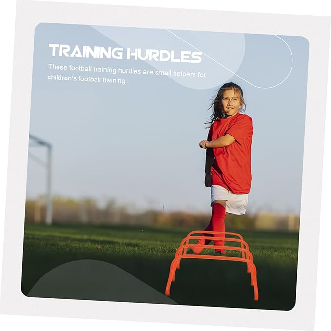 BESPORTBLE 5Pcs Durable Football Agility Hurdles Lightweight High Jumping Training Equipment for Soccer Outdoor Practice Strong Stability Bright Orange Color