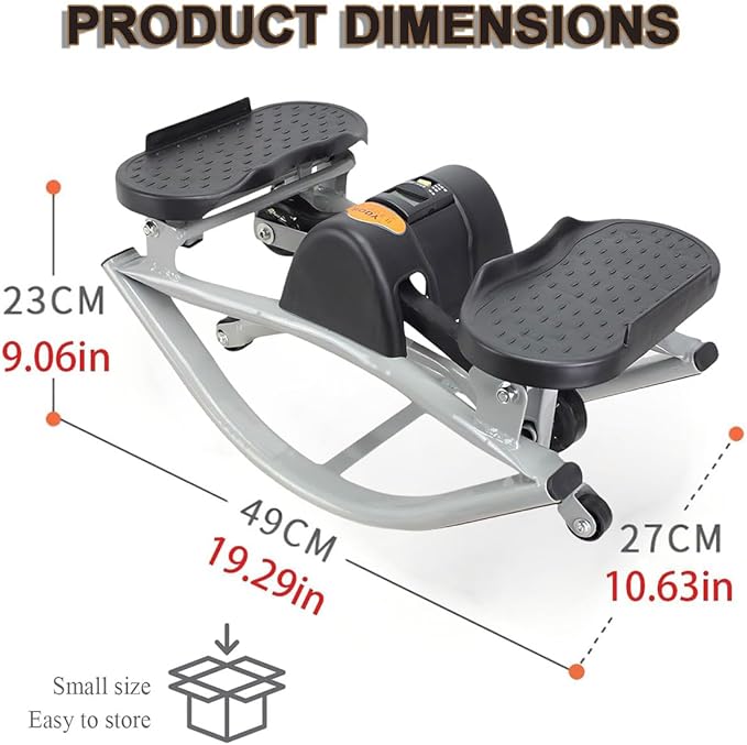 Rock Stepper Side to Side Exercise Machine - Lateral Twist Rocking Stepper, Mini Portable Stair Stepper for Fitness at Home, Cardio Workout Equipment, Compact Indoor Trainer with Resistance Bands