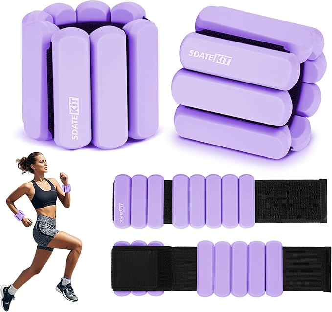 Wrist and Ankle Weights for Women & Men 2 Pack (1lb Each), Adjustable Silicone Wearable Arm & Leg Weights for Pilates, Gym, Yoga, Cardio, Strength Training
