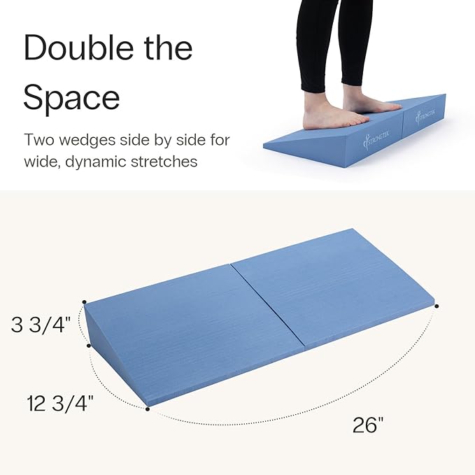 StrongTek XL Foam Yoga Wedge Blocks, Black, Set of 2, 16.5° Incline, 13" × 12.75" × 3.75", for Yoga, Stretching, Squats & Physical Therapy