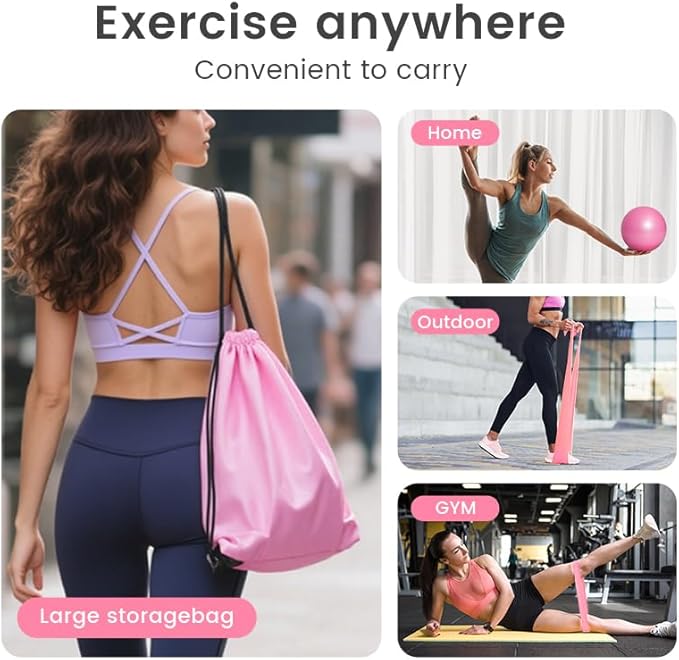 Home Pilates Essentials Kit for Women, with 5 Resistance Bands - Magic Circle Pilates Kit for Home Toning, Includes Yoga Ball, Stretch Strap & Gym Bag (13-Piece Complete Starter Set)