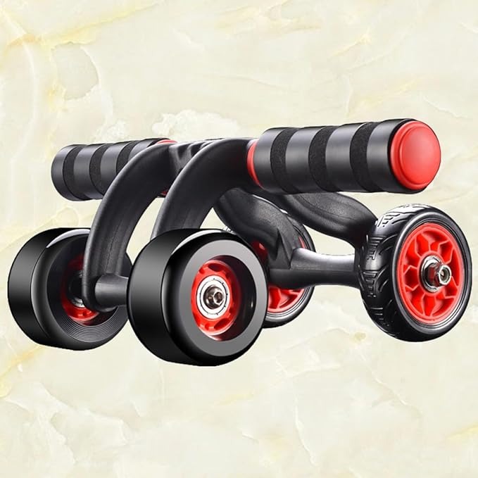 Automatic Rebound Four-wheel Ab Roller Wheel with Knee Mat, Silent Fitness Exercise Device for Core Workout and Abdominal Toning at Home