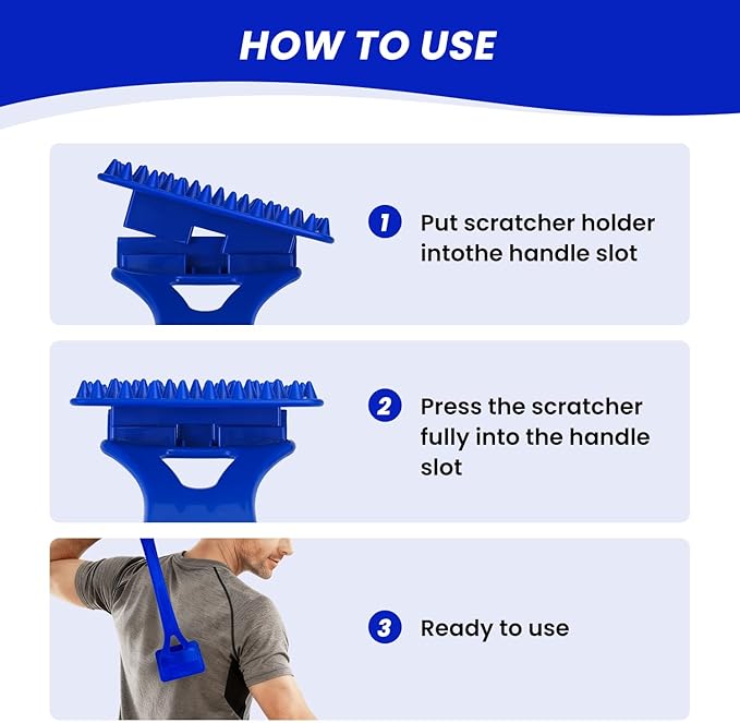18.5-Inch Foldable Back Scratcher with ABS Polymer Resin Long Handle, Suitable for Men, Women, Adults with Rough Skin, The Best Gift for Parents and Loved Ones (C-Blue)
