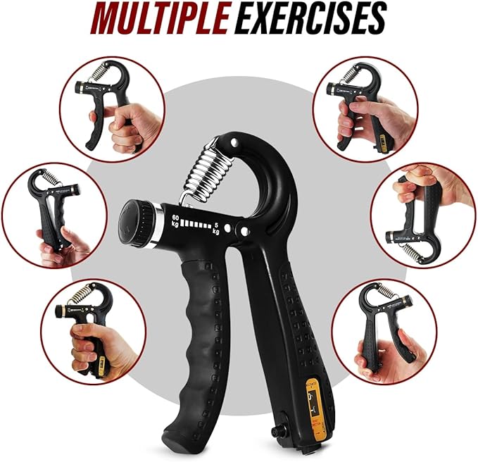 Hand Grip Strengthener Trainer with Adjustable Resistance 10-130lbs (4.5-59kg), Forearm Hand Grip Strength Exerciser for Muscle Building, Injury Recovery, and Therapy Stress Relief