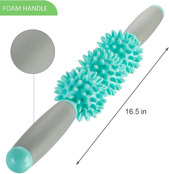 Coolife Fascia Muscle Roller - Cellulite Massager - Fascia Roller for Cellulite and Sore Muscles - Neck, Leg, Back, Body Deep Tissue Massage Stick Tools - 3 Balls Size Version