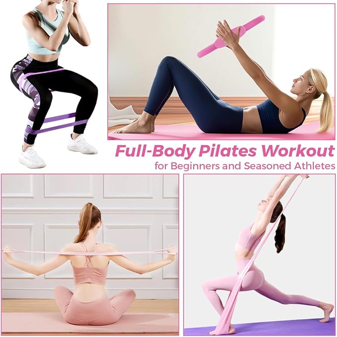 13 Pcs Pilates Kit for Women - Home Pilates Equipment Set with Magic Circle Resistance Bands Yoga Ball for Beginners Full Body Toning Thighs Arms Hip Workout
