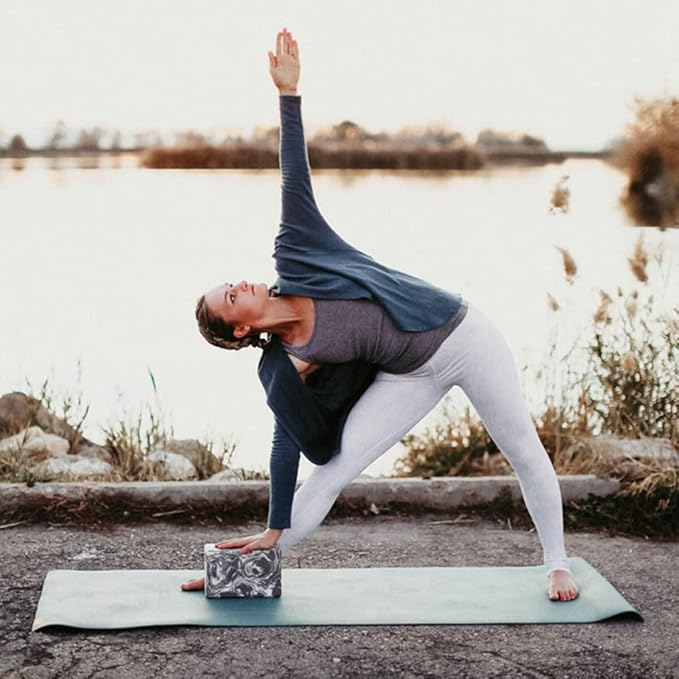 Hugger Mugger 4 in. Foam Yoga Block - Strong and Stable, Beveled Edges for Comfort, Most Favored Block Size, Helps with Alignment and Support in Many Poses
