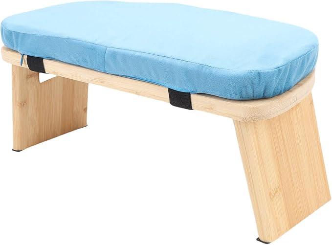 Dioche Meditation Bench Meditation Wooden Bench Ergonomic Detachable Kneeling Stool with Soft Cushion for Yoga – Blue, Includes Carry Bag (Blue)
