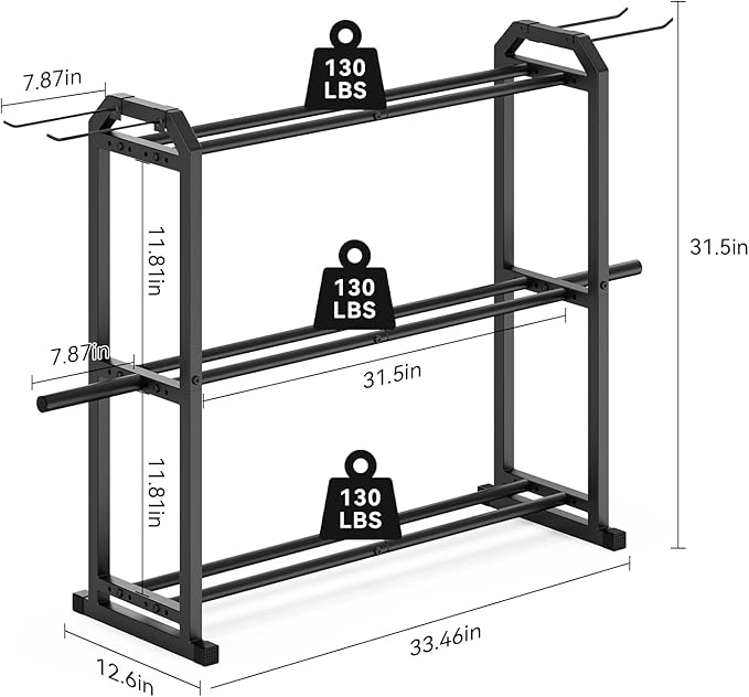 IMAYCC 3 Tier Dumbbell Rack Weight Rack Heavy Duty Weight Storage Organizer for Home Gym, Up to 390 lb Capacity for Dumbbells Kettlebells Weight Plates(dumbbell rack stand only)