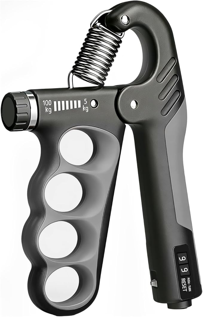 Hand Gripper Strengthener, 11-220LBs Adjustable Resistance Grip Strength Trainer with Counter, Forearm Exerciser for Injury Recovery and Muscle Building