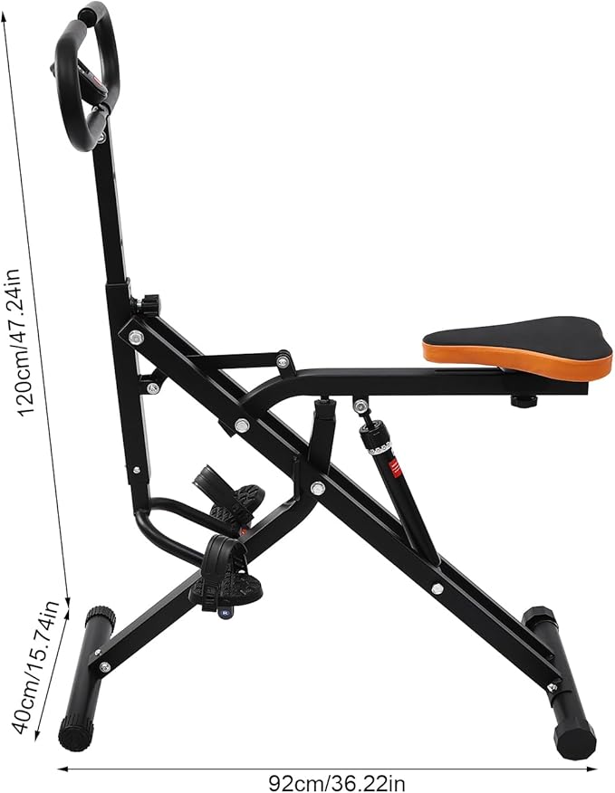 Squat Assist Trainer, Adjustable Squat Machine Trainer Rowing Machine, Foldable Ride & Rowing Machine with LCD Display, 264LBS Loading Capacity for Glutes & Legs Workout, Black