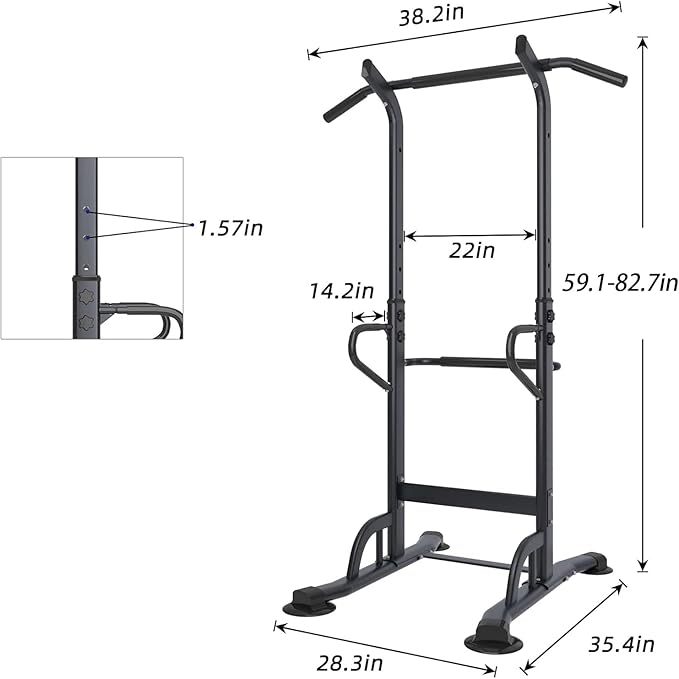 soges Power Tower Adjustable Height Pull Up & Dip Station Multi-Function Home Strength Training Fitness Workout Station