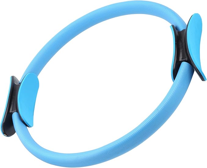 Drfeify Yoga Ring, Portable Lightweight Pilates Ring for Full Body Workout, Exercise Circle with Non-Slip Grip for Women Men Seniors Home Travel Gym (Blue)