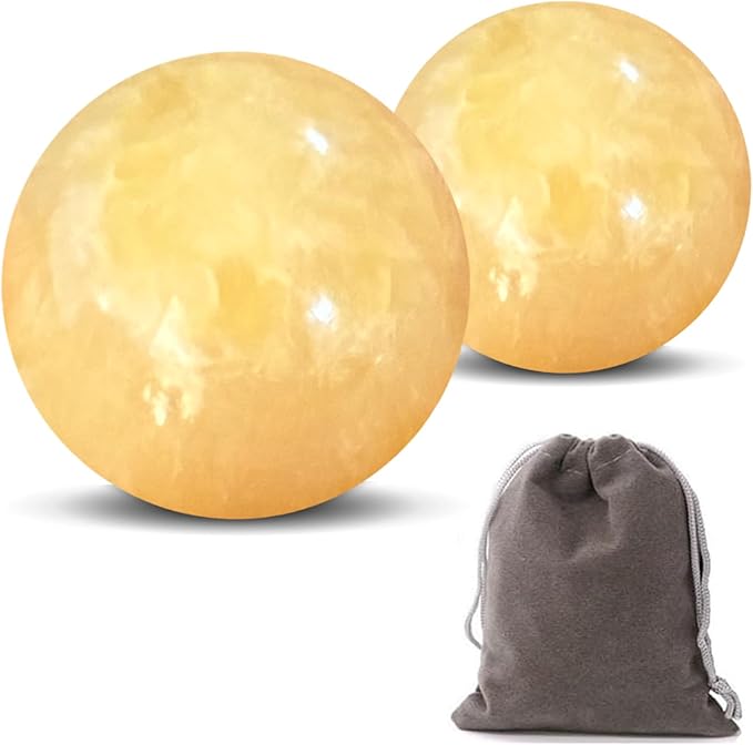 Marble Baoding Balls, Chinese Meditation Stress Relief Balls for Hand Therapy, Manual Massage Exercise,Beige,Small-1.38"