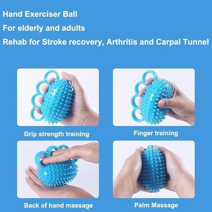 Hand Exerciser Ball, Hand Grip Strength Trainer Finger Extension Exerciser Massager Squeeze Balls for Therapy Arthritis and Carpal Tunnel, Stress Relief, Set of 2
