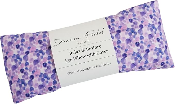 Lavender Eye Pillow with Washable Cover – Handmade Aromatherapy Eye Mask | Lavender Dotted Spa Print