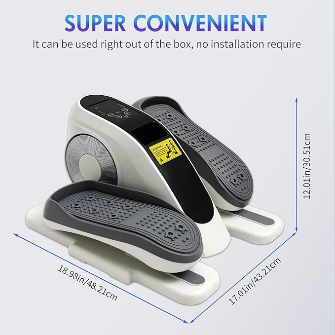 Under Desk Elliptical Machine, Electric Ellipse Leg Exerciser for Senior, 15 Manual Levels + 12 Auto Programs, Manual & Auto Mode for Home Office(White-35)