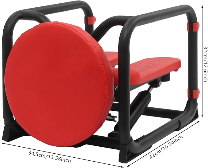 Multi Function Stepper with Seat Resistance Bands Non-Slip Mat for Home Workout Full Body Exercise Leg Arm Waist Training 330LBS Capacity Black Red