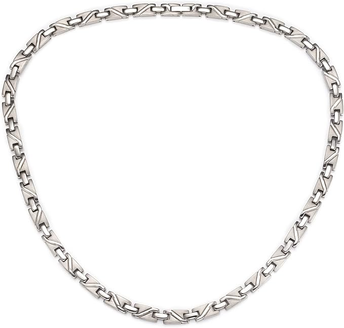 Magnetic Necklace for Men & Women, Pure Titanium Magnetic Necklace, Fashion Jewelry Present (Silver)