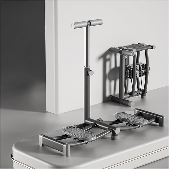Foldable Ski Machine Ski Simulator Leg Exercise Equipment Weight Loss Thin Legs Pelvic Floor Trainer for at Home Gym(Gris,with armrests)