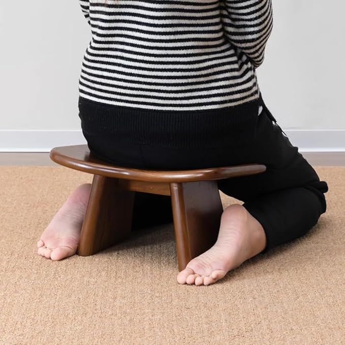 Solid Wood Meditation Stool, Meditation Stool, Church Meditation Stool, Sitting Stool, Tea Kneeling Stool, Meditation Yoga Stool,Brown and Cushion