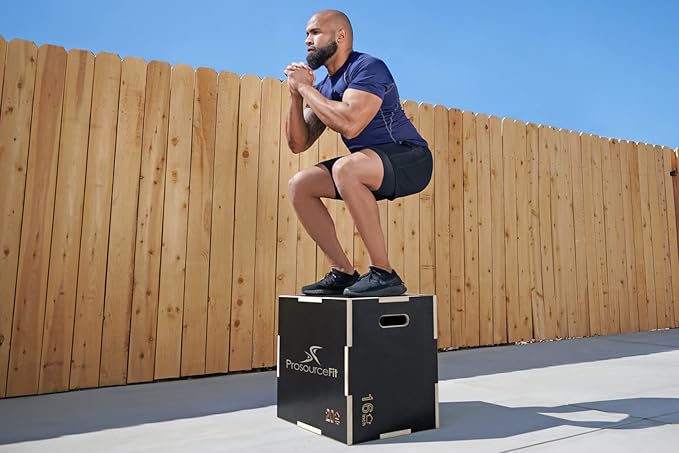 ProsourceFit 3-in-1 Wood Plyometric Jump Box For Cross Conditioning, Agility, Vertical Jump Training & Plyo Workouts