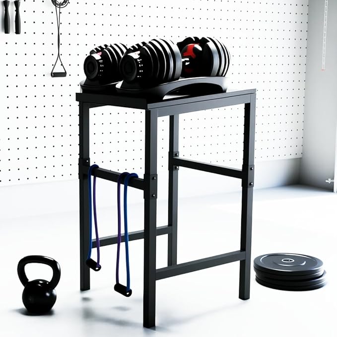 Commercial Heavy Duty Adjustable Dumbbell Stand & Kettlebell Stand, Adjustable Dumbbell Weight Rack, Kettlebell Storage Rack, Weight Rack for Garage/Home Gym/Commercial with Non-Slip Base, Anti-Tip Safety & Space-Saving Design, Weight Capacity 500/600/...