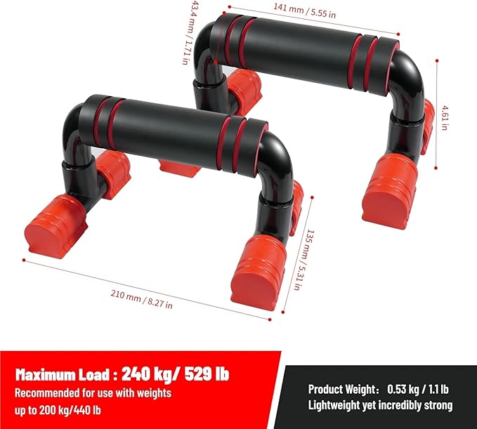 Calisthenics Bars Push Up Bars 2pcs Anti-slip Footpads Workout Stands for Strength Training, Push Up Stands Pushup Handles
