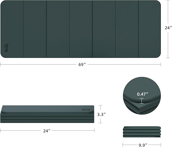 1/2 Inch Extra Thick Yoga Mat Pilates Equipment, 70"x24" Odorless Workout Mats for Home Gym, Non-slip Exercise Mats for Women Men Home Workout, Foldable Yoga Mats for Travel Camping Sleeping
