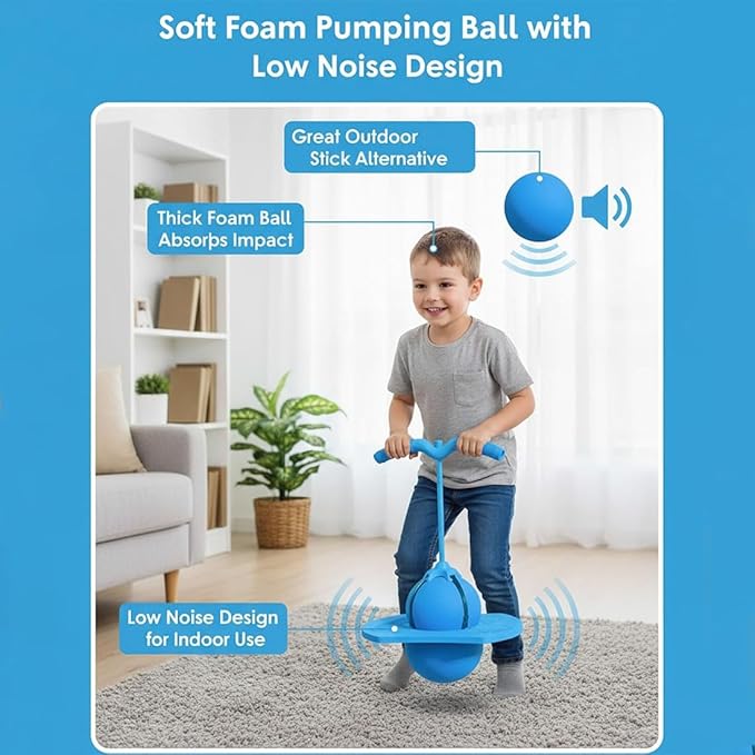 Balance Jumping Ball, 2026 Upgraded Jumping Hopping Ball with Handle and Pump, High Jump Toy Bounce Jump Trick Board for Beginners and Adults