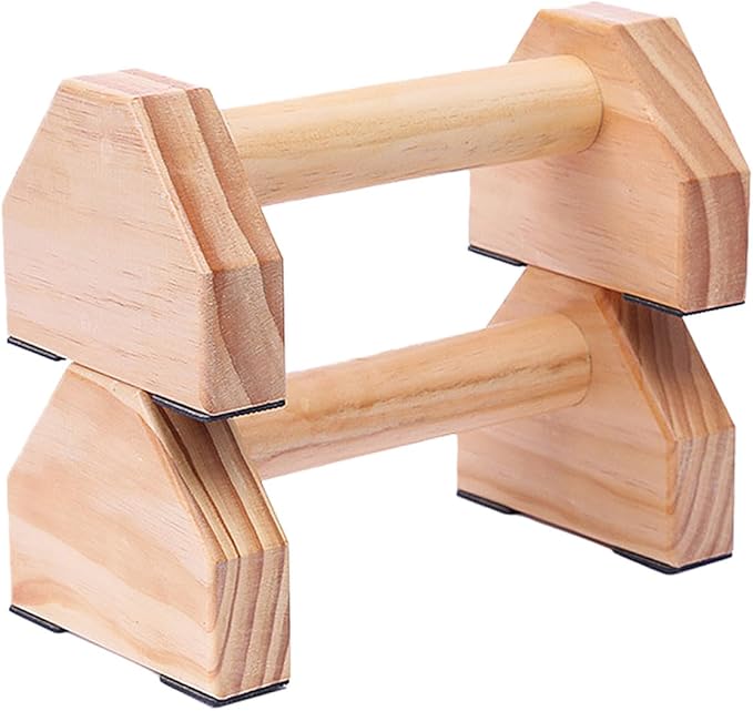 BESTonZON Solid Wood Push-up Bracket Handstand Bars Muscle Training Device, 1 Pair Pushup Frame for Home Fitness Strength Training and Calisthenics
