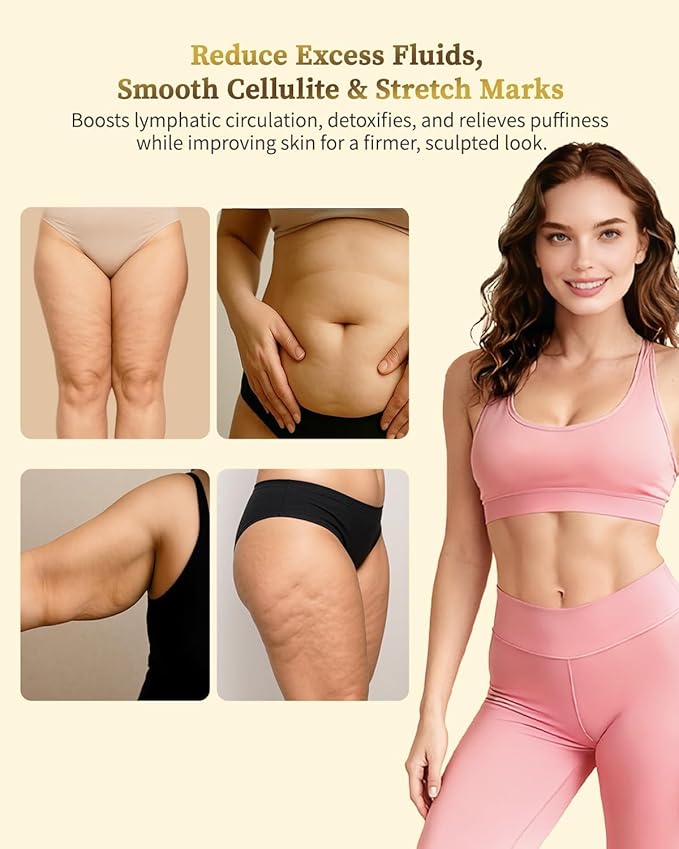 Lymphatic Drainage Massager, Body Sculpting Machine, Cellulite Massage Tool, Fascia Blaster, Helps Reduce Stretch Marks with Microcurrent, Light, Heat & Vibration, for Legs, Arms & Belly, White