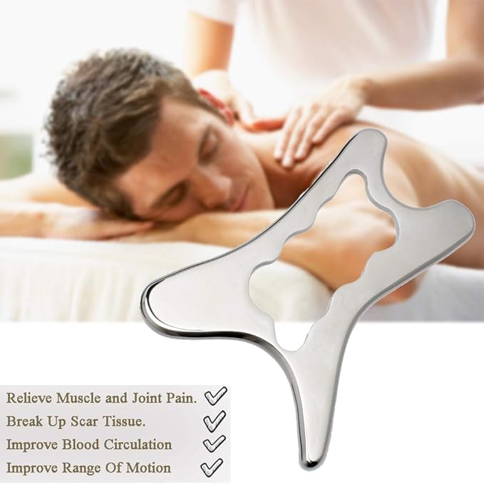 Mikako Stainless Steel Scraping Gua Sha Tools Massage Tool, Muscle Scraper Tool, IASTM Massage Tools for Relaxing Soft Tissue, Reduce Head, Neck, Back Pain