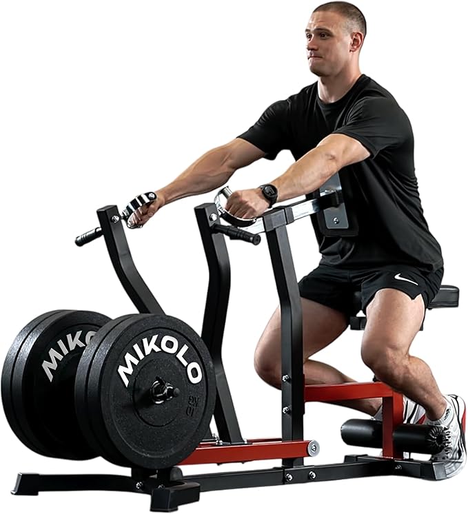 Mikolo Plate Loaded Seated Row Machine for Home Gym, 400LB Capacity, Independent Arms & Adjustable Seat for Full Back Workout