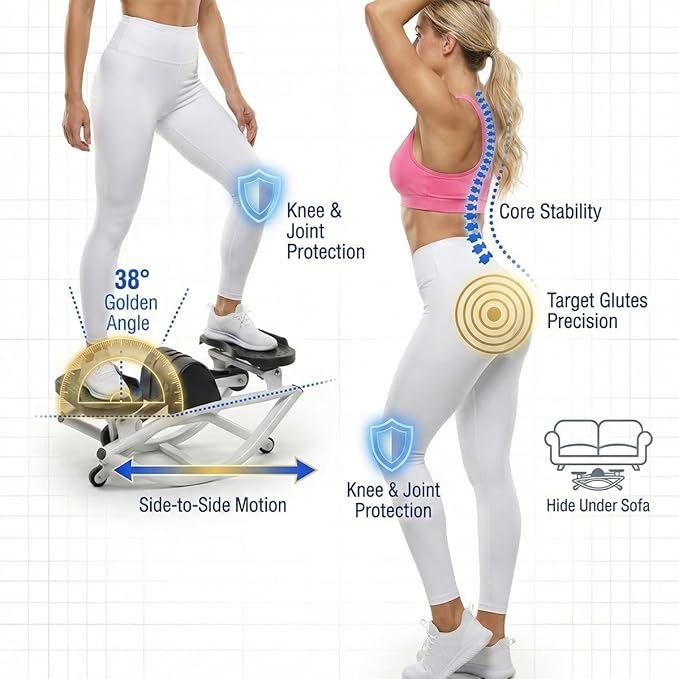 Mini Steppers for Exercise at Home, Rock Stepper Machine Side to Side, Portable Lateral Rocking Stepper with Resistance Bands, Low-Impact Home Workout Machine 330lbs Capacity, Stair Stepper Machine