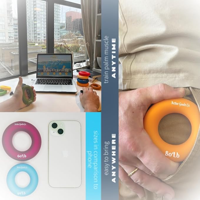 Hand Exerciser - PROFESSIONAL GRADE, Set or Single, Different Sizes. Visit to see more! Bague classique en silicone parfaite pour améliorer la force, la puissance et la vitesse dans les poignets.