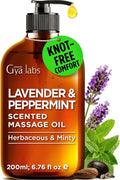 Gya Labs Lavender & Peppermint Massage Oil - 6.76 Fl Oz - Sore Muscle Massage Oil for Relaxation and Recovery - Fast-Absorbing and Non-Greasy Formula, Non-GMO, Cruelty-Free