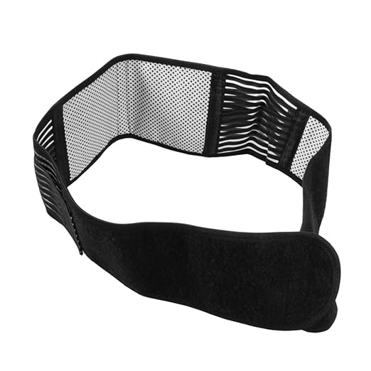 3pcs Portable Adjustable Elastic Magnetic Therapy Back Support Waist Brace Belt Self-heating Lumbar Support for Black for Rehabilitation and