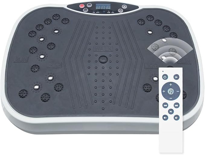 Vibration Plate Exercise Machine, Portable Mini Vibrate Fitness Platform Lymphatic Drainage Machine with 4 Non-Slip Suction Cups and 6 Modes for Weight Loss & Toning