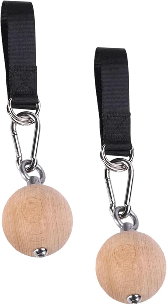 Professional Wood Pull Up Handle Hand Grip with Strap Power Balls Strengths Training Attachments Climbing Ball Grip Ball Arm Muscles Barbells