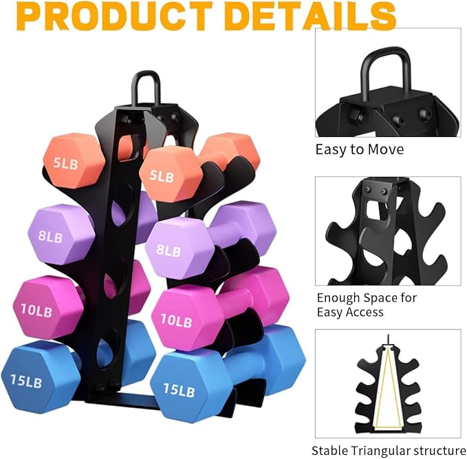 3-Tier | 4-Tier Dumbbell Rack for Dumbbells , A-Frame Weight Stand Only, Compact Space-Saving Design for Home Gym, Heavy-Duty Alloy Steel Organization Rack (Dumbbells Not Included ）