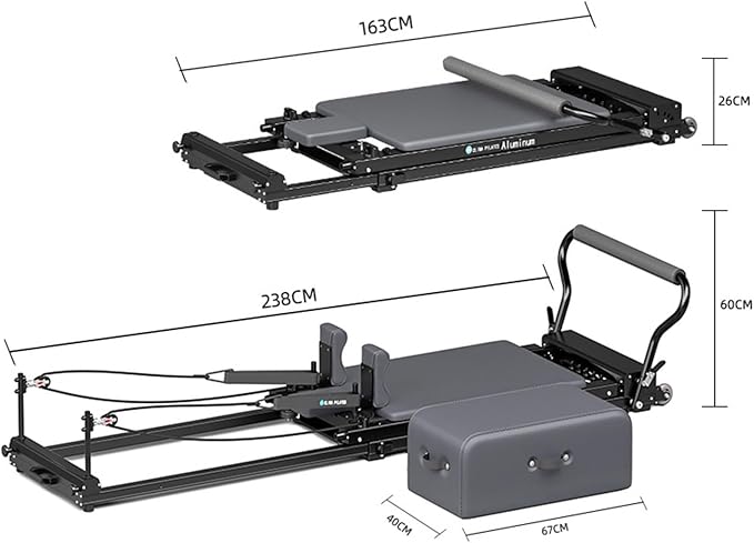 Portable Folding Body Reformer,Pilates Core Bed Large Equipment, Adjustable Strength Yoga Exercise , Base