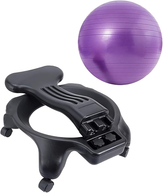 Active Sitting Exercise Ball Chair, Adjustable Posture Ball for Desk/Heavy Duty Pilates Ball for Chair Back with Rolling Wheel, Protection Legs/Spine Sensory Ball Chairs(Purple)